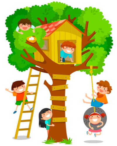 Trælegehus og børn